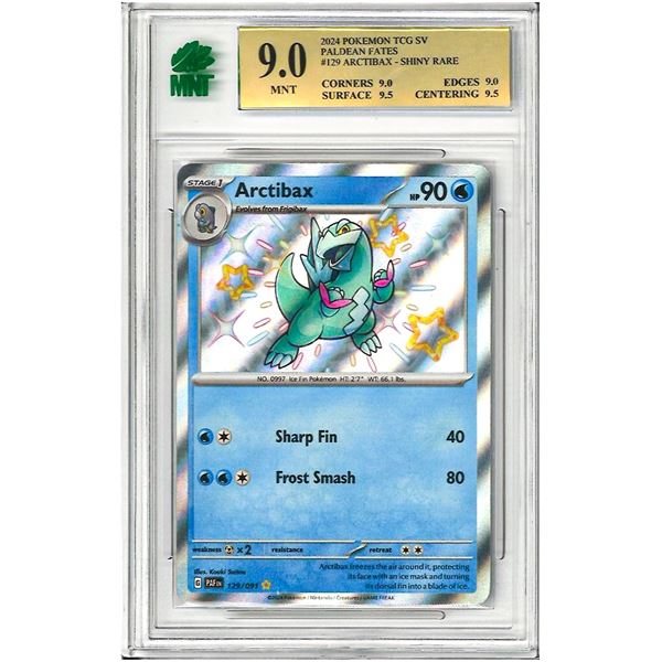 OR - Arctibax 129/091 Shiny Rare SV: Paldean Fates Pokemon Card Graded 9