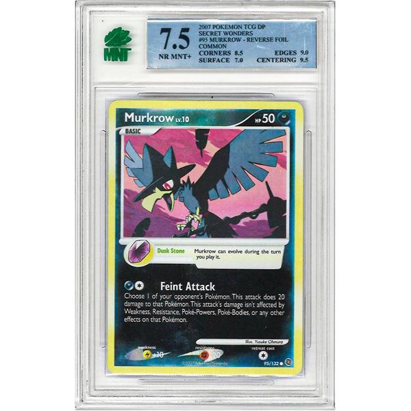 SE - Murkrow 95/132 Secret Wonders Reverse Holo Common PokŽmon Card TCG Graded 7.5 MNT