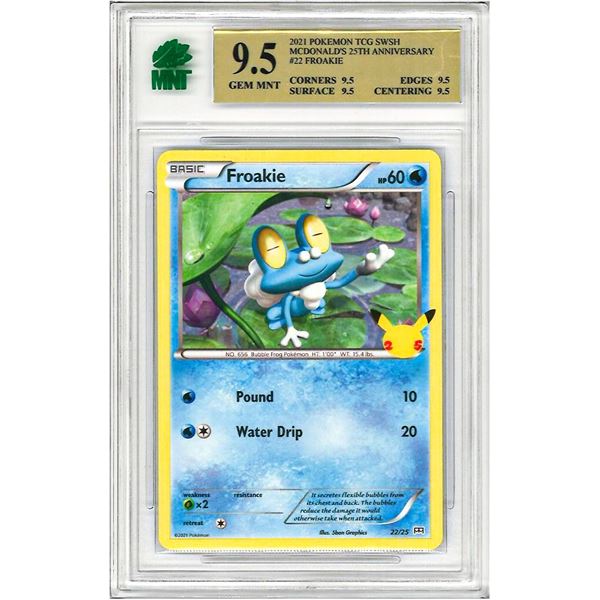 SR - Froakie 22/25 McDonalds 25th Anniversary Promo 2021 Pokemon Card grade 9.5