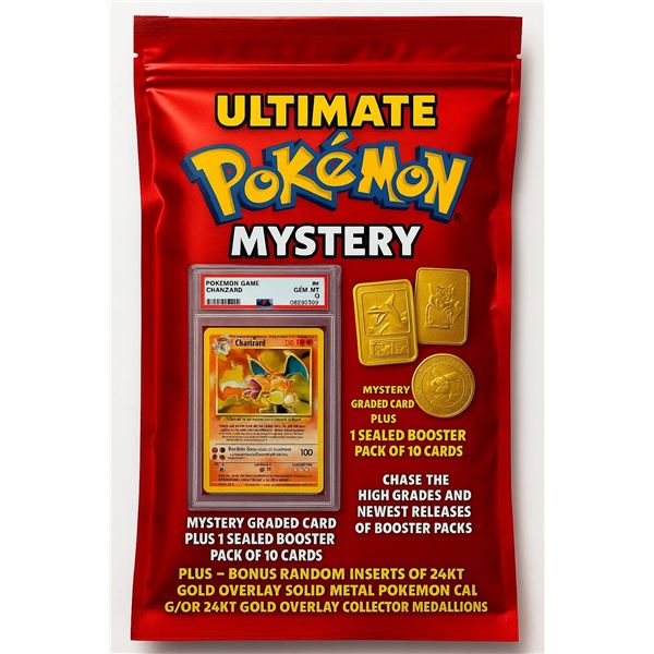 ULTIMATE POKƒMON MYSTERY PACK  1 GRADED CARD + 1 SEALED BOOSTER PACK + BONUS GOLD INSERTS