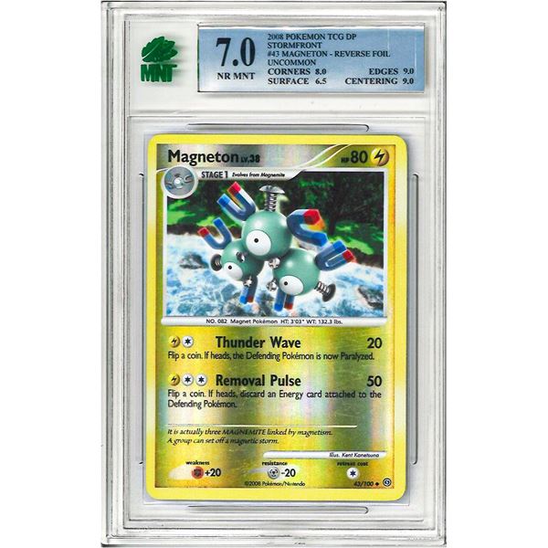 SR - Magneton 43/100 Reverse Holo Stormfront Pokemon Card Graded 7 MNT