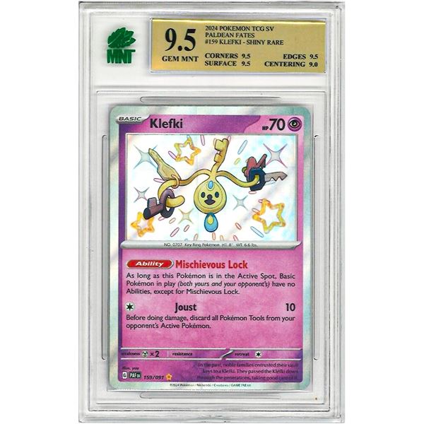 SE - 2024 PokŽmon Klefki SV Paldean Fates Shiny Rare #159/091 Grade 9.5