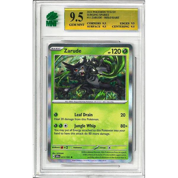 SE - PokŽmon Zarude 011/191 Rare Holo Surging Sparks graded 9.5