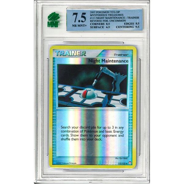SE -  Night Maintenance 113/123 Reverse Holo Mysterious Treasures Pokemon TCG Graded 7.5 MNT