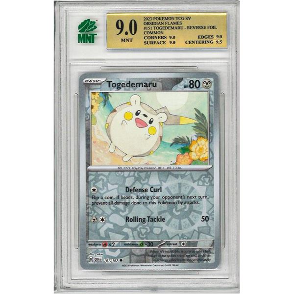SE - 151/197 Togedemaru Reverse Holo Common Obsidian Flames Pokemon  graded 9