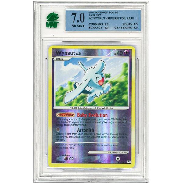 SE - Pokemon Card Wynaut Diamond & Pearl Reverse Holo Rare 42/130  Graded 7 MNT