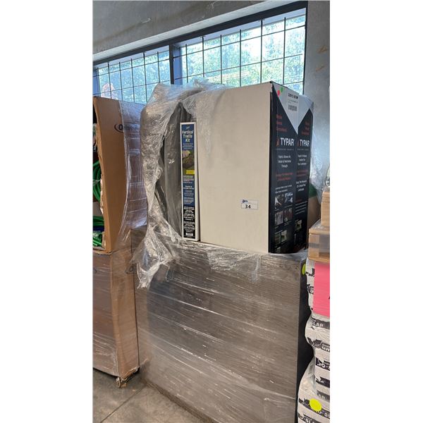 PALLET OF MIXED ITEMS INCL TYPAR 3201C-503W 3 FT. X 100 FT. ROLL OF PREMIUM PROFESSIONAL-GRADE