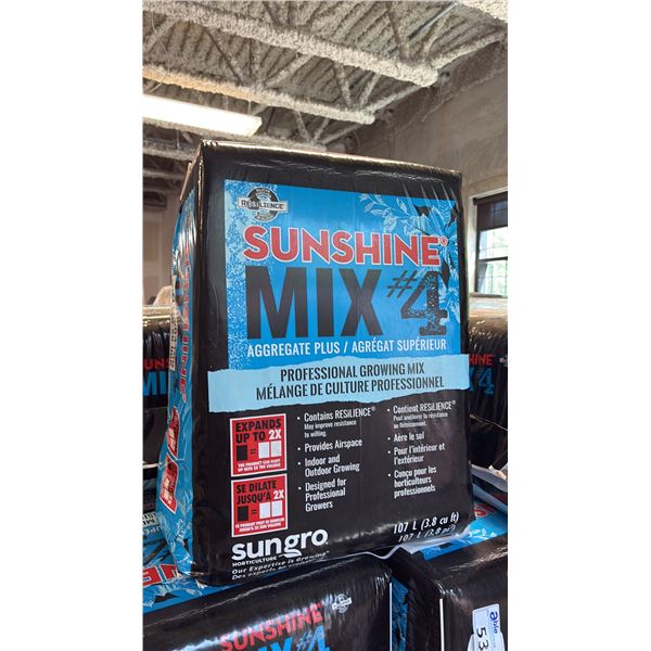 SUN GRO SUNSHINE MIX #4 PROFESSIONAL GROWING MIX 107 LITER PEAT-PERLITE GROWING MEDIUM