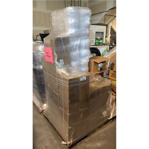 PALLET OF MIXED ITEMS INCL AUSTRAM COCO POLE 40-INCH NATURAL COIR PLANT STAKE, 7 ROLLS OF NYLON