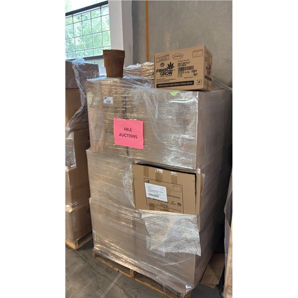 PALLET OF GROWING MEDIA INCL 7" PLANTABLE COIR ROUND POTS AND MORE