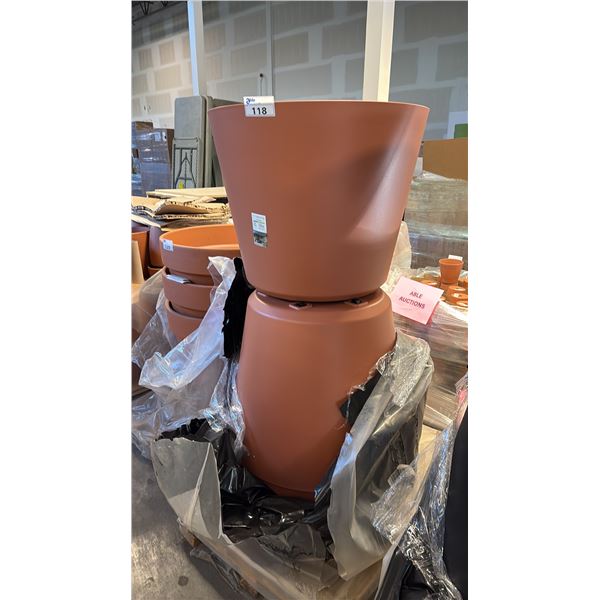 ~6PC ORIGIN POT 30.7" TERRACOTTA ROLLING PLANTERS BY DEROMA