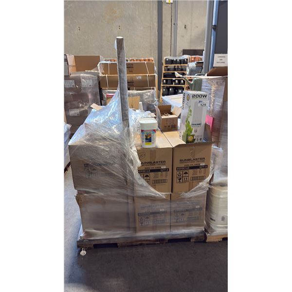 PALLET OF MIXED ITEMS INCL  SUNBLASTER 200W 6400K HIGH-OUTPUT SELF-BALLASTED COMPACT FLUORESCENT