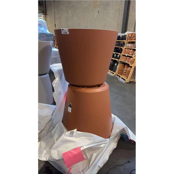~6PC ORIGIN POT 30.7" TERRACOTTA ROLLING PLANTERS BY DEROMA