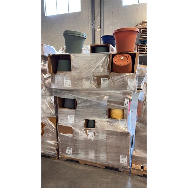 ASSORTED PLASTIC PLANTERS IN DIFFERENT COLORS INCL 10" TERRA BASIL PLANTER AND MORE