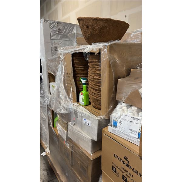 MIXED ITEMS INCL HANGING BASKET COCONUT FIBER LINERS, TRELLIS NETTINGS, READY TO USE GARDEN SPRAY,