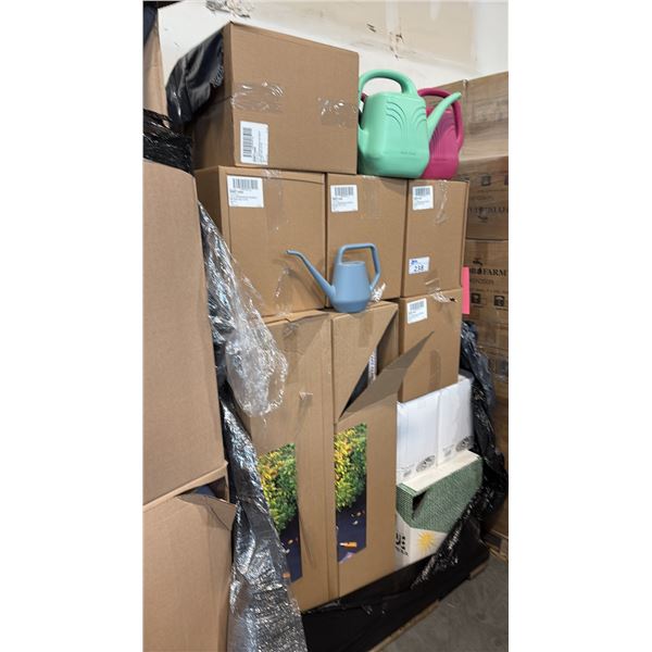 MIXED ITEMS INCL ASSORTED WATERING CANS, BIG BUG NETTING, CONTRACTOR LANDSCAPE FABRIC