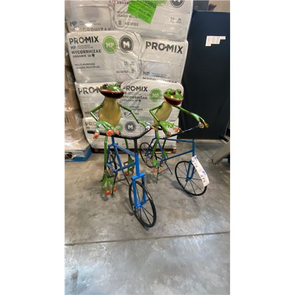 FROGS ON-BIKE WROUGHT-IRON GARDEN SCULPTURES