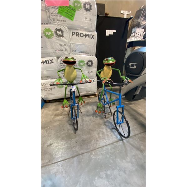 FROGS ON-BIKE WROUGHT-IRON GARDEN SCULPTURES