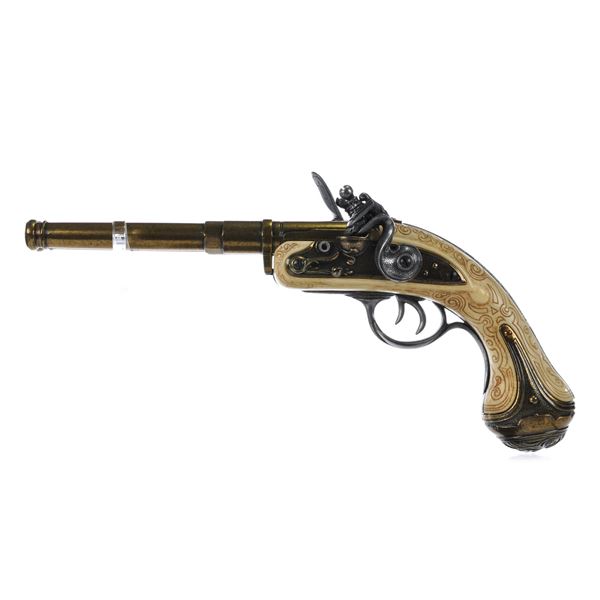 Percussion Replica Double-Barreled Flintlock Pistol