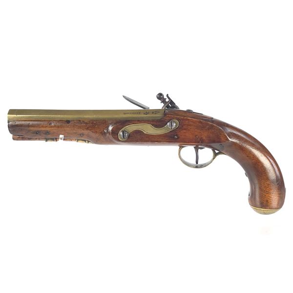 J. Sharpe Brass Barrel Tower Flintlock Pistol