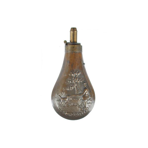 Gunpowder Flask w/Hunting Dog Scene Motif