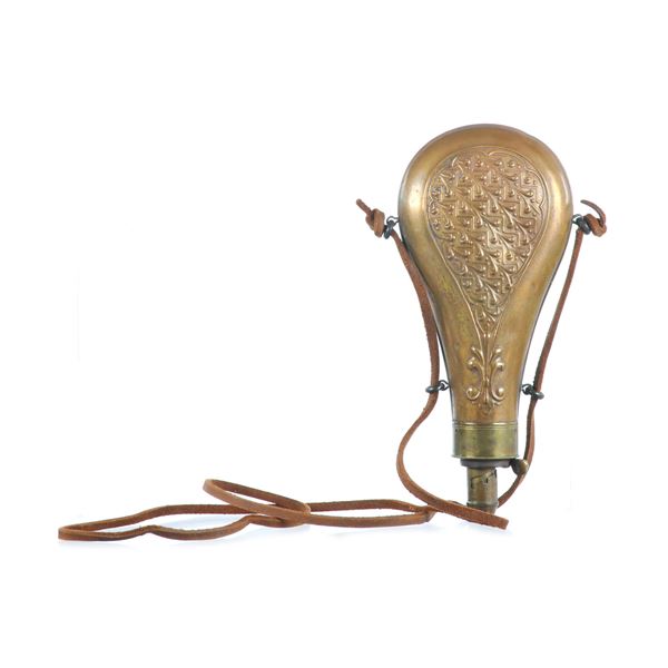 Hawksley Copper Powder Flask Scroll & Floral Motif
