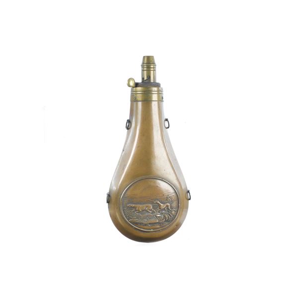 Dixon & Sons Powder Flask with Hunting Dog Motif