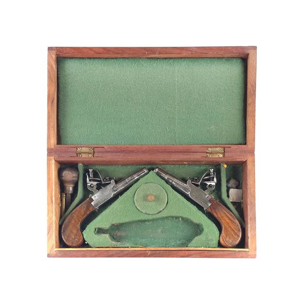 Prevoteau Fils French Artillery Officer's Pocket Pistols w/Case
