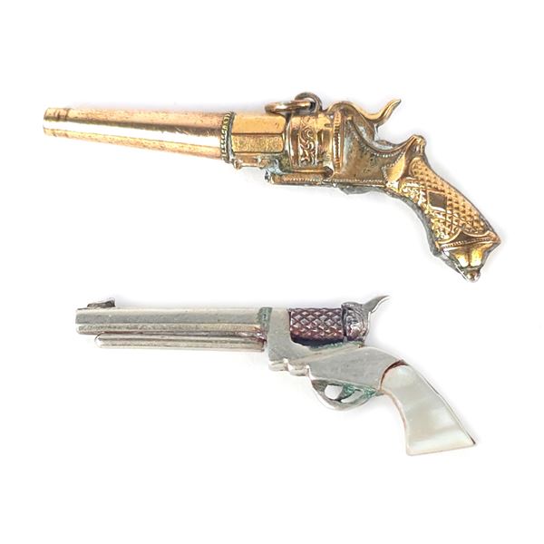 (2) Mini Replica Revolver & Pearl Handled Pistol
