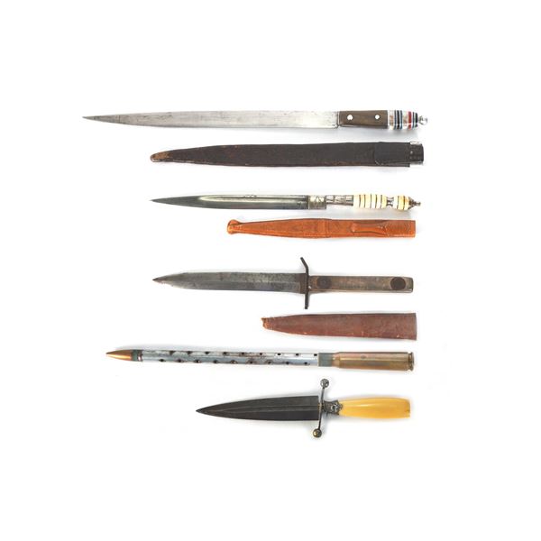 (5) WWII Theater Knives Bone/Acrylic/Wood