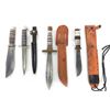 Image 1 : (4) WWII Theater Knives Acrylic/Stainless/Aluminum Handles Including Sheaths