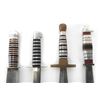 Image 2 : (4) WWII Theater Knives Acrylic/Stainless/Aluminum Handles Including Sheaths