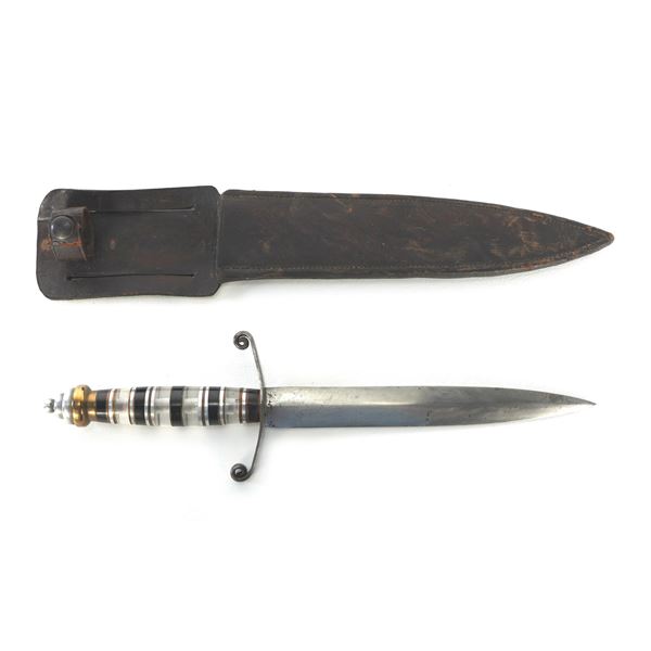 WWII Theater Knife Acrylic Handle with Leather Sheath