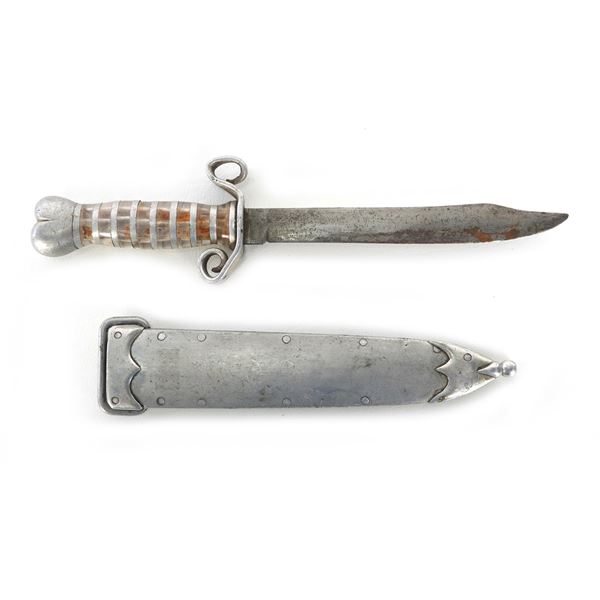 WWII Theater Knife Acrylic Handle Heart Pommel with Sheath