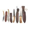 Image 1 : (4) WWII Theater Knives with Antler Handles and Sheaths
