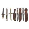 Image 1 : (5) WWII Theater Knives Brass and Aluminum Handles Including Sheaths