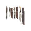 Image 1 : (4) WWII Theater Knives Bone/Wood/Brass/Aluminum Handles Including Sheaths