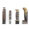 Image 2 : (4) WWII Theater Knives Bone/Wood/Brass/Aluminum Handles Including Sheaths