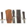 Image 10 : (5) WWII Theater Knives Mixed Material Handles Including Sheaths
