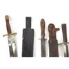 Image 3 : (5) WWII Theater Knives Mixed Material Handles Including Sheaths