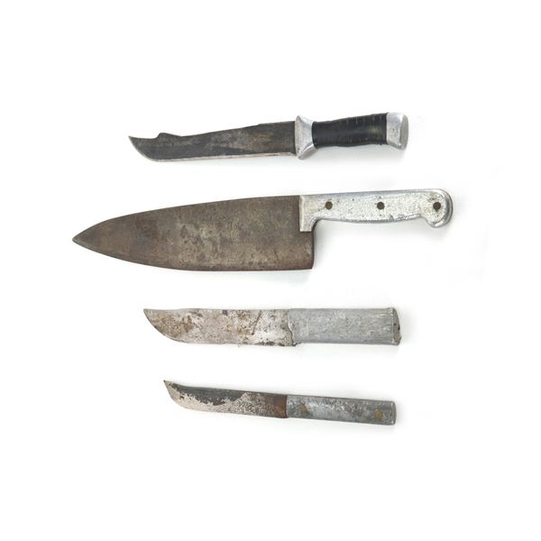 (4) WWII Theater Knives Aluminum Handles HUGE Cleaver!