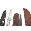 Image 4 : (5) WWII Theater Knives Aluminum/Brass/Rubber Handles Including Sheaths