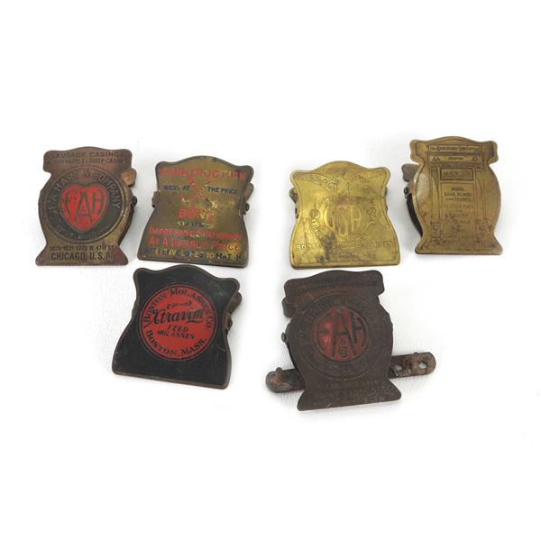 (6) Brass Promo Paper Clips Mixed Companies