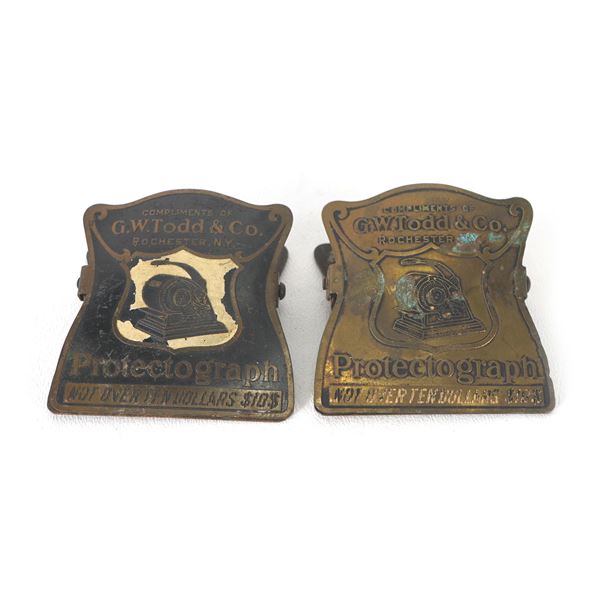 (2) 1930s Brass Promo Advertising Paper Clips G.W. Todd & Co.
