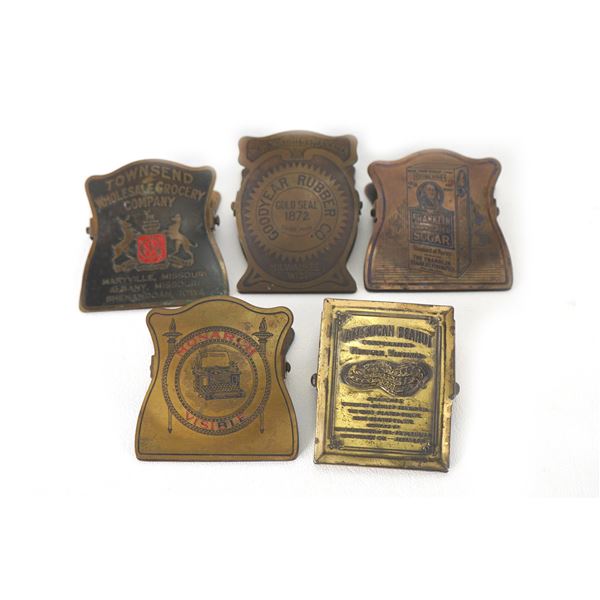 (6) Brass Premium Advertising Paper Clips Assorted Companies