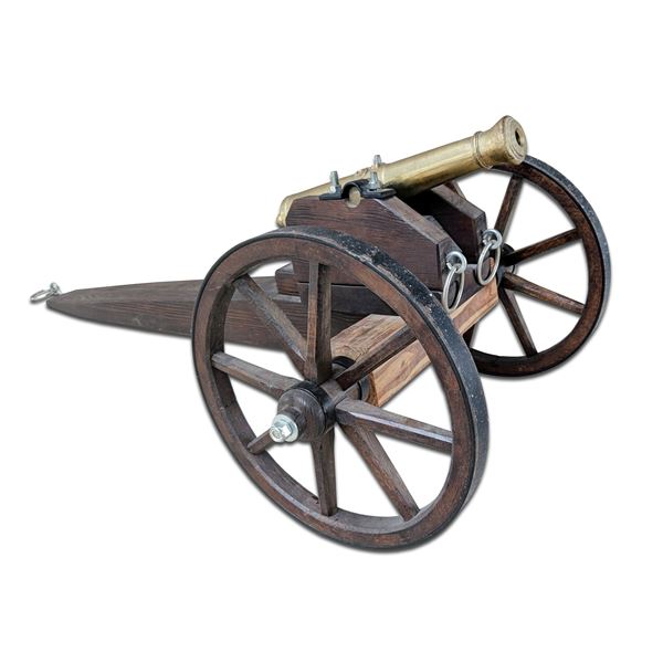 Brass Cannon Marked US with Eagle on Wheels