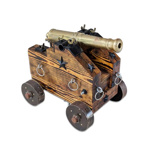 Brass Cannon Marked US with Eagle 21" Long in Carriage