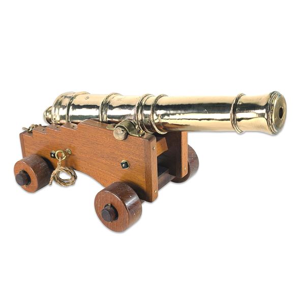 20" Polished Brass Cannon on Wood Carriage