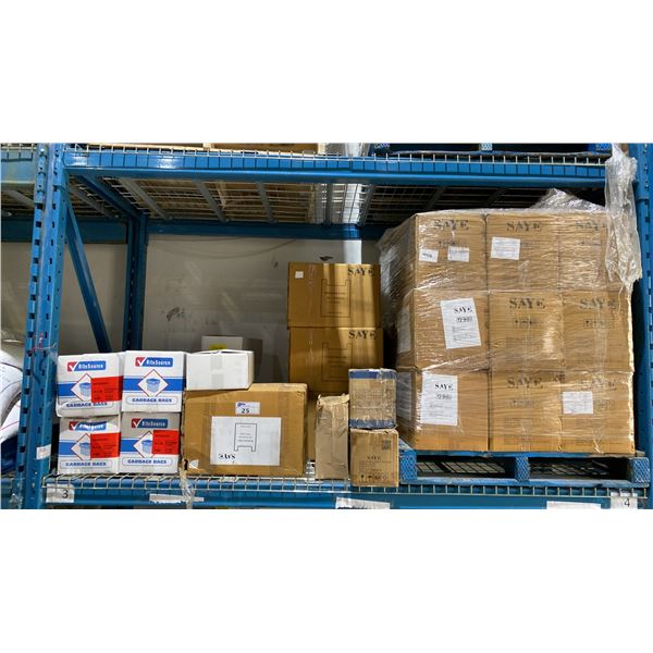SHELF SPACE OF WHOLESALE PRODUCT INC. GARBAGE BAGS AND REUSABLE WOVEN BAGS