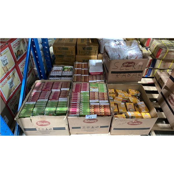PALLET LOT OF PAV BHAJI MASALA, SHAN VEGETABLE MASALA AND MORE
